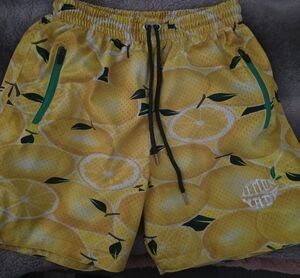 Yellow Lemon-Print Athletic Shorts - Unbranded